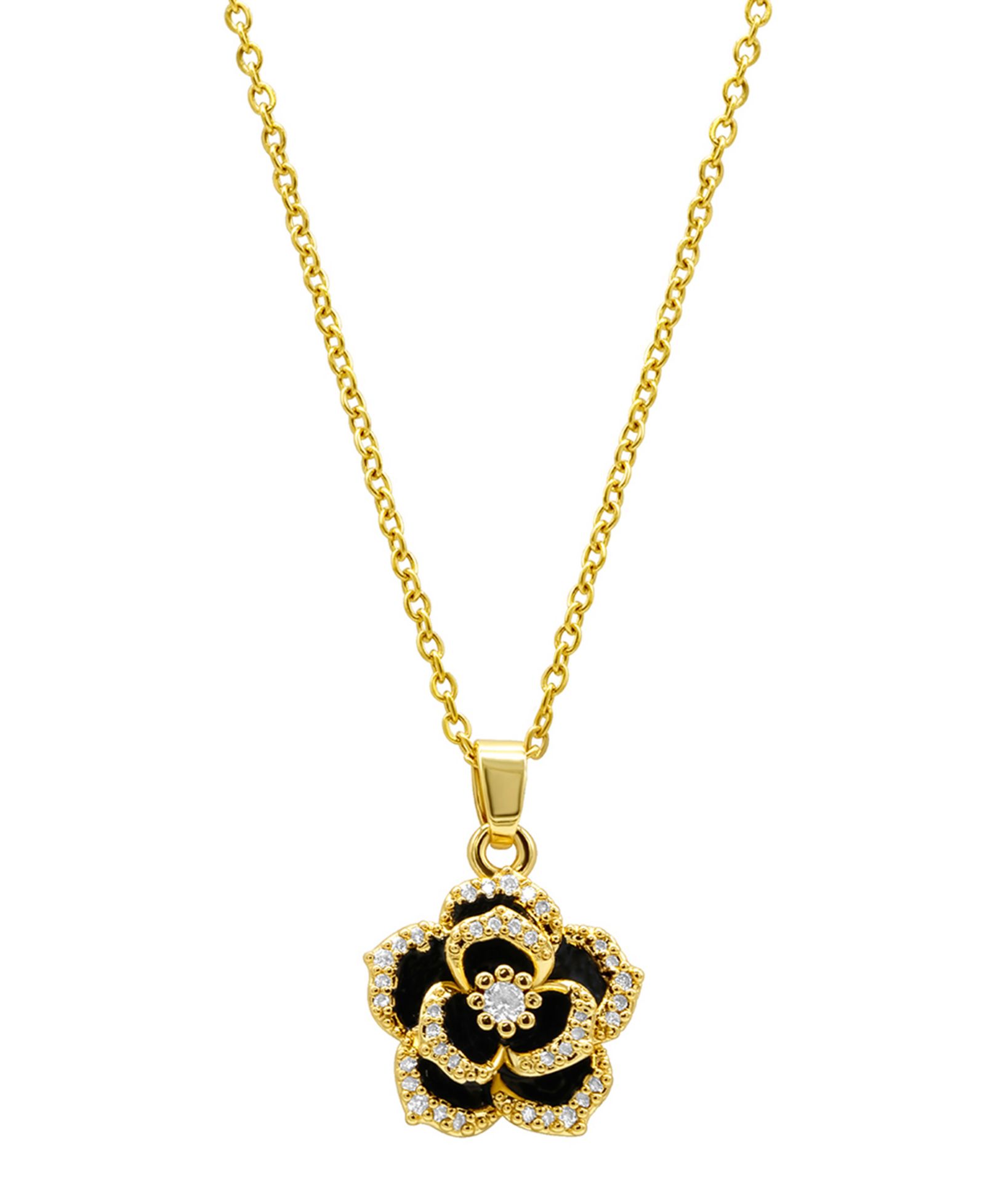 ADORNIA 14K Gold-Plated Black Crystal Carnelian Necklace
