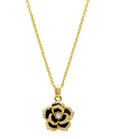 ADORNIA 14K Gold-Plated Black Crystal Carnelian Necklace