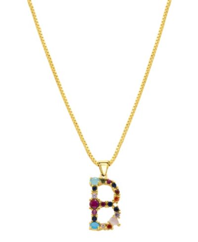 ADORNIA 14K Gold-Plated Multi Color Stone Initial Necklace
