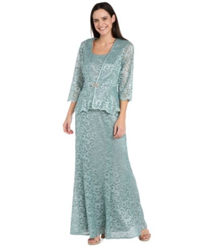 R & M Richards Petite 2-Piece Metallic-Lace Gown & Jacket Set