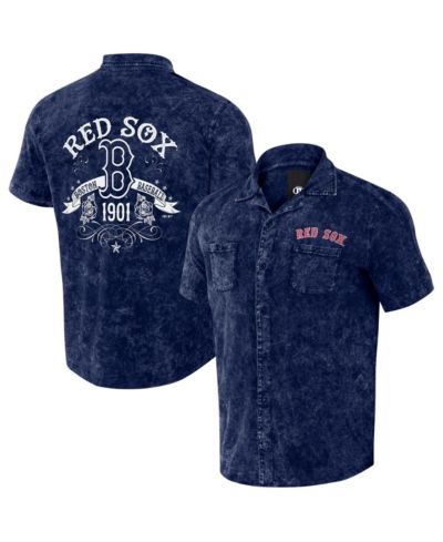 Men's Darius Rucker Collection by Fanatics Navy Distressed Boston Red Sox Denim Team Color Button-Up Shirt