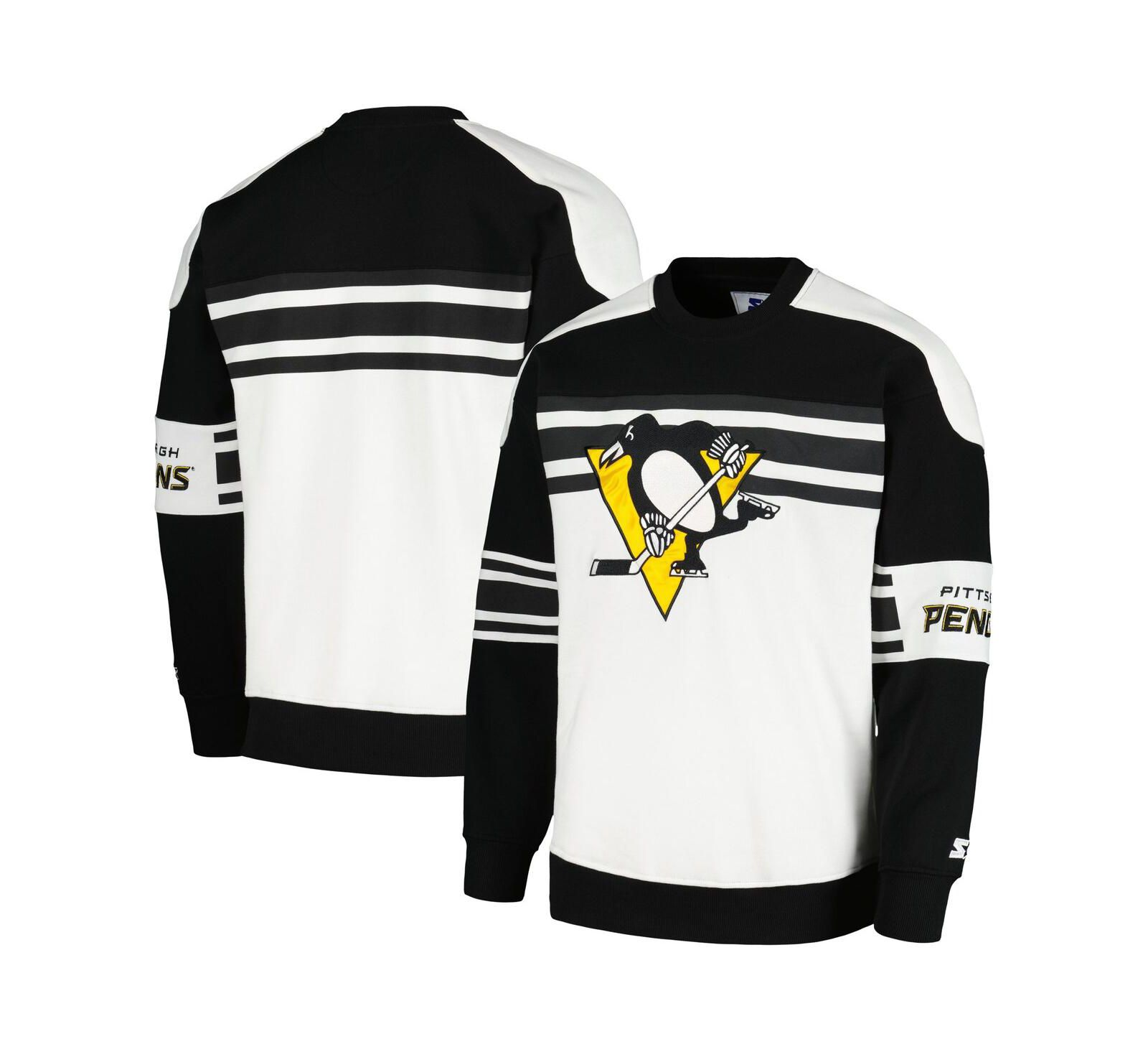 Мужской свитшот Starter White Pittsburgh Penguins Defense Fleece Crewneck Pullover