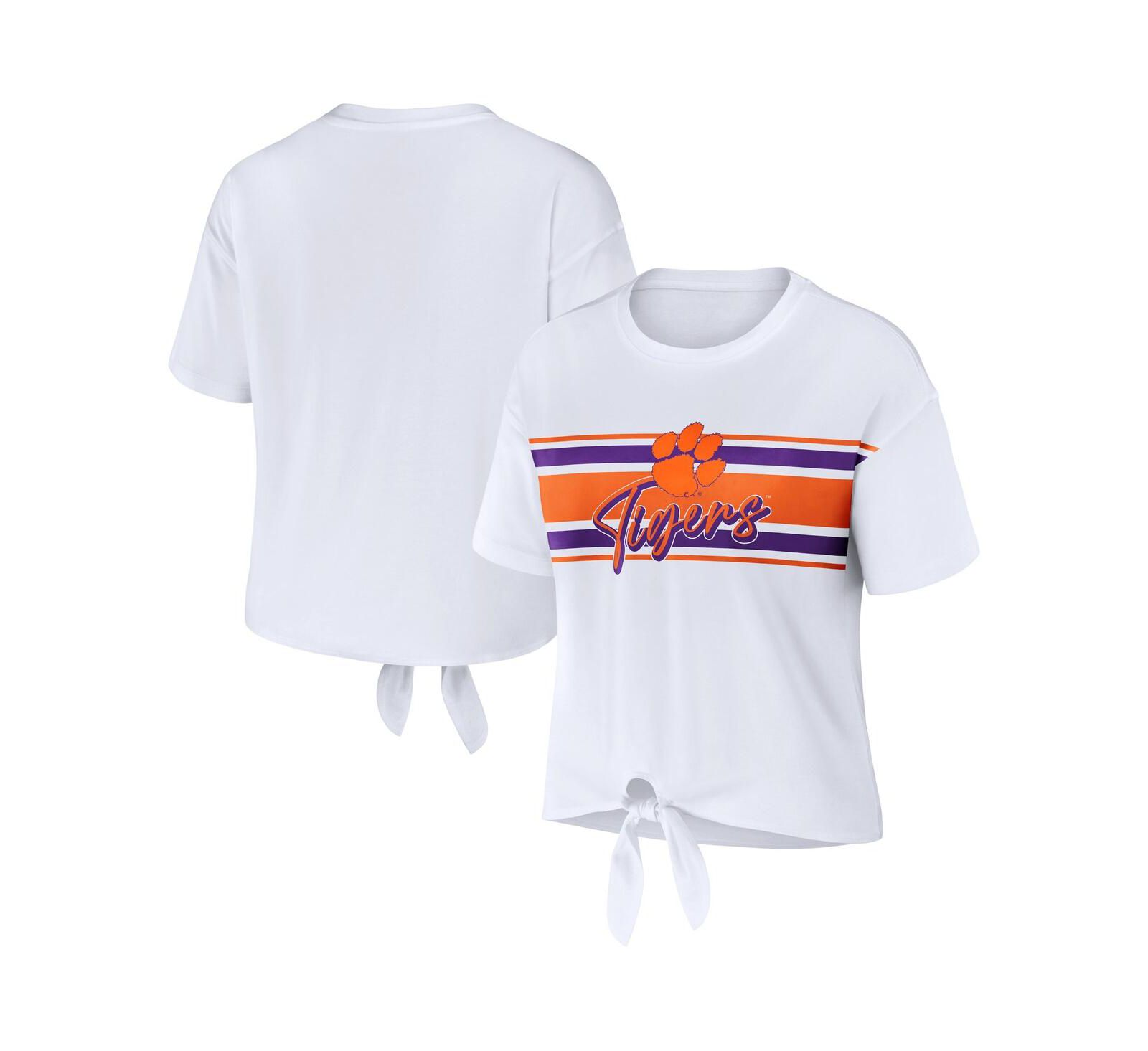 кроп-топ WEAR by Erin Andrews Clemson Tigers с полоской и узлом спереди, Женский