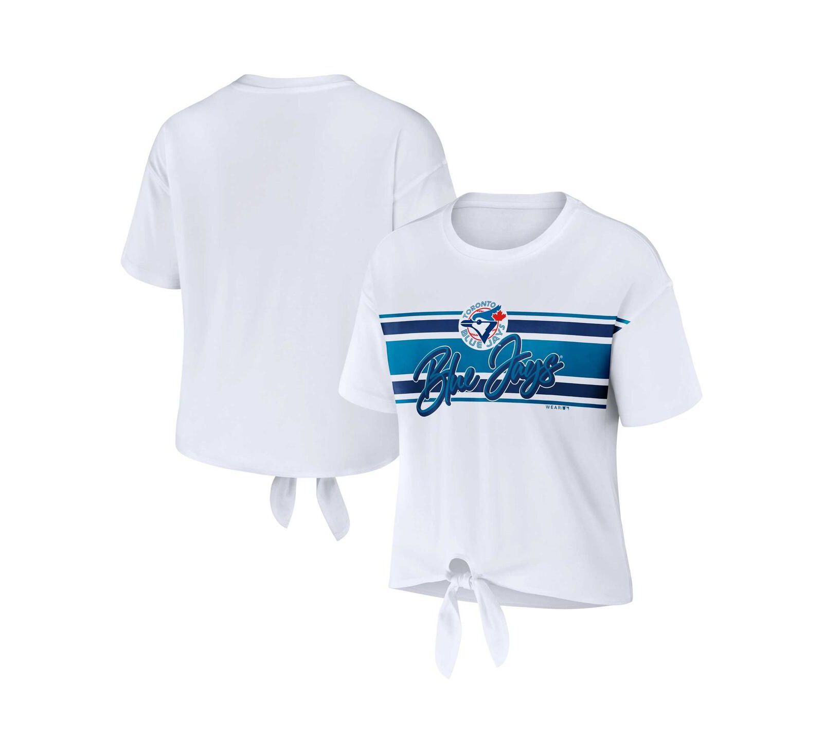 Женская футболка WEAR by Erin Andrews White Toronto Blue Jays с завязками