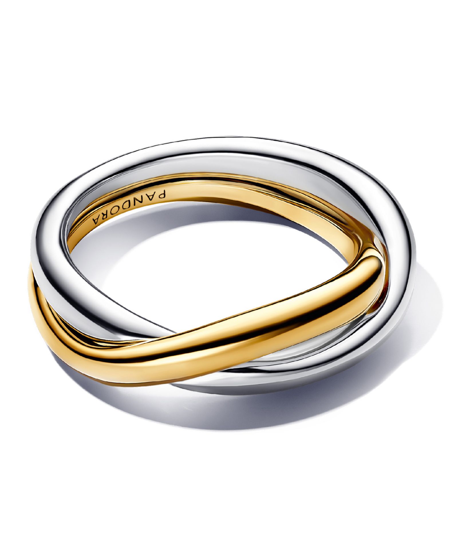 Pandora Two-tone Entwined Bands Ring in Sterling Silver and 14k Gold-plated