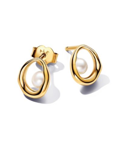 Серьги-гвоздики Pandora 14K Gold-Plated с культивированным жемчугом