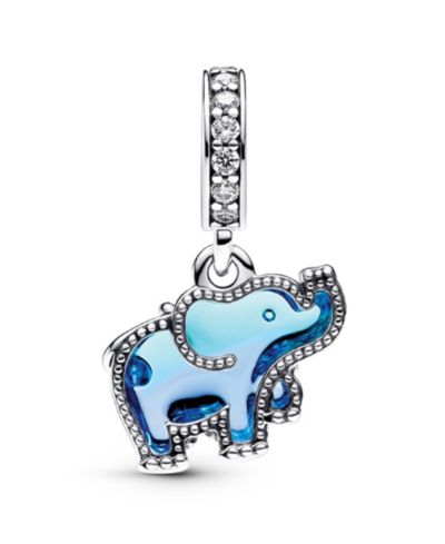 Подвеска-шарм Pandora Elephant из голубого стекла Murano и стерлингового серебра