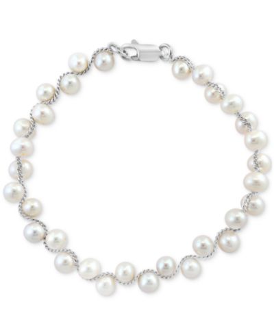 EFFY® Браслет Freshwater Pearl Zigzag Flex из стерлингового серебра