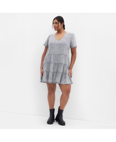 Джинсовое платье в многослойном стиле CITY CHIC Plus Size
