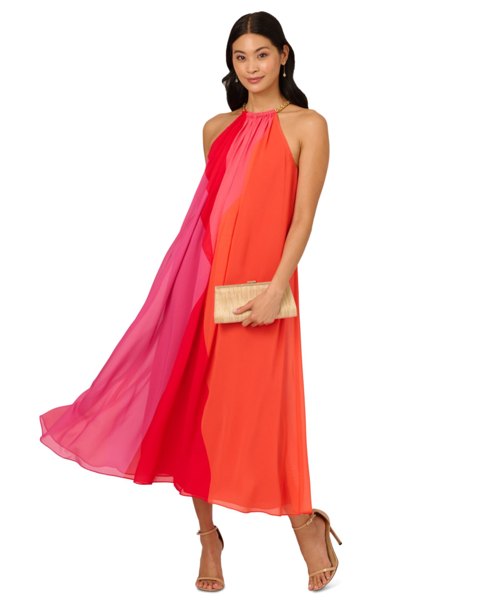 Женское платье Adrianna Papell Colorblocked Halter