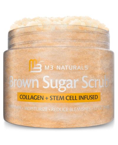 Скраб для тела M3 Brown Sugar с коллагеном и стволовыми клетками, очищающее средство для лица 12 oz
