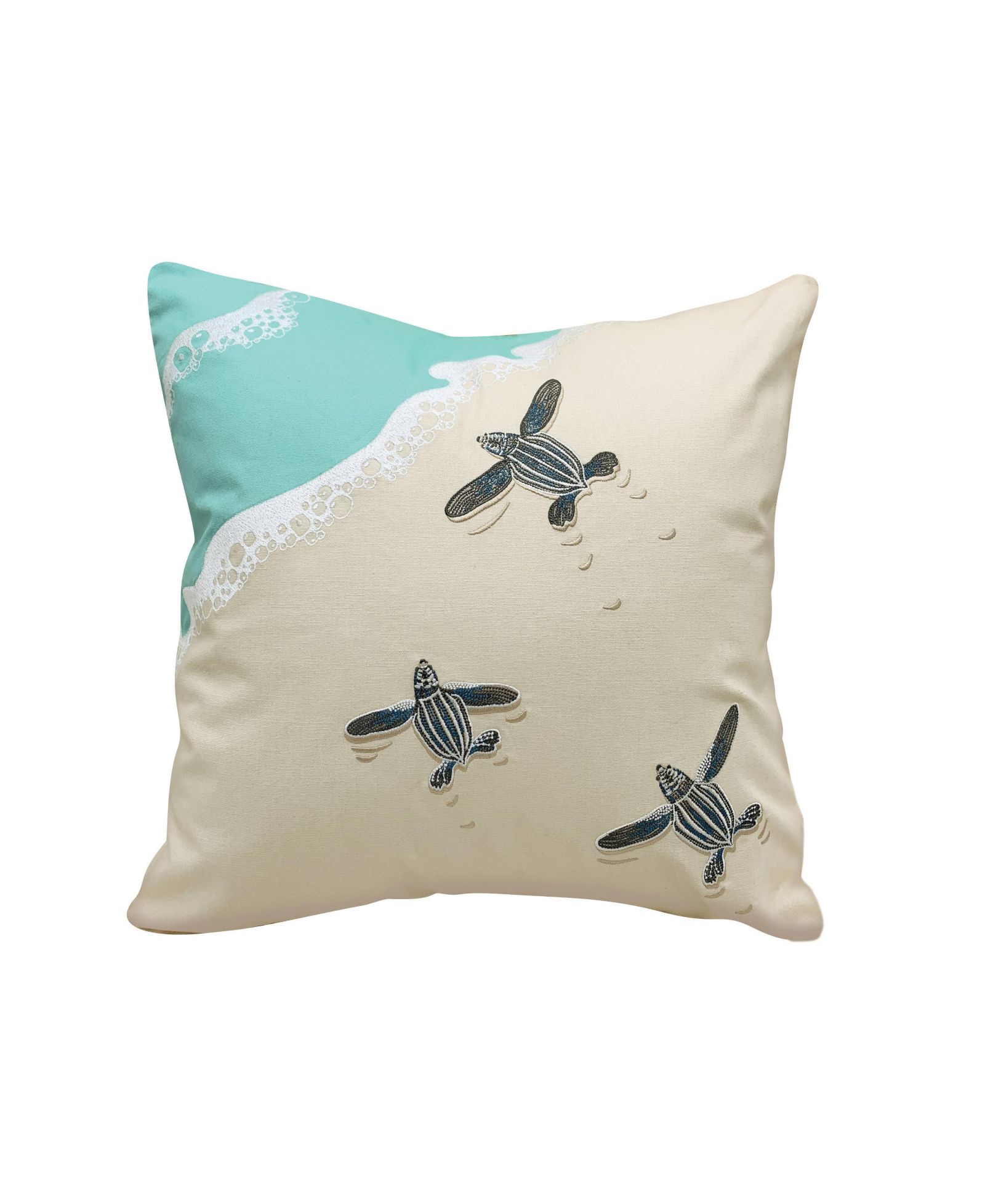 Декоративная интерьерная подушка RightSide Designs Leatherback Scurry-Embroidered Cotton