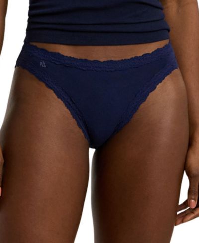 Lauren Ralph Lauren Women's Cotton & Lace Jersey Bikini Brief Underwear 4L0076