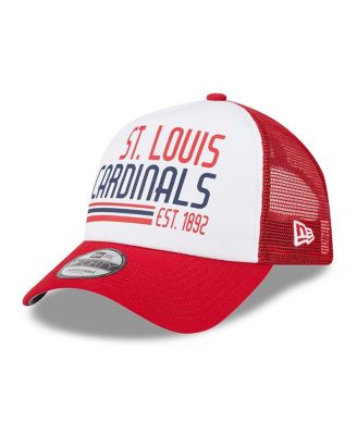 Мужская кепка New Era White, Red St. Louis Cardinals Stacked A-Frame Trucker 9FORTY Adjustable