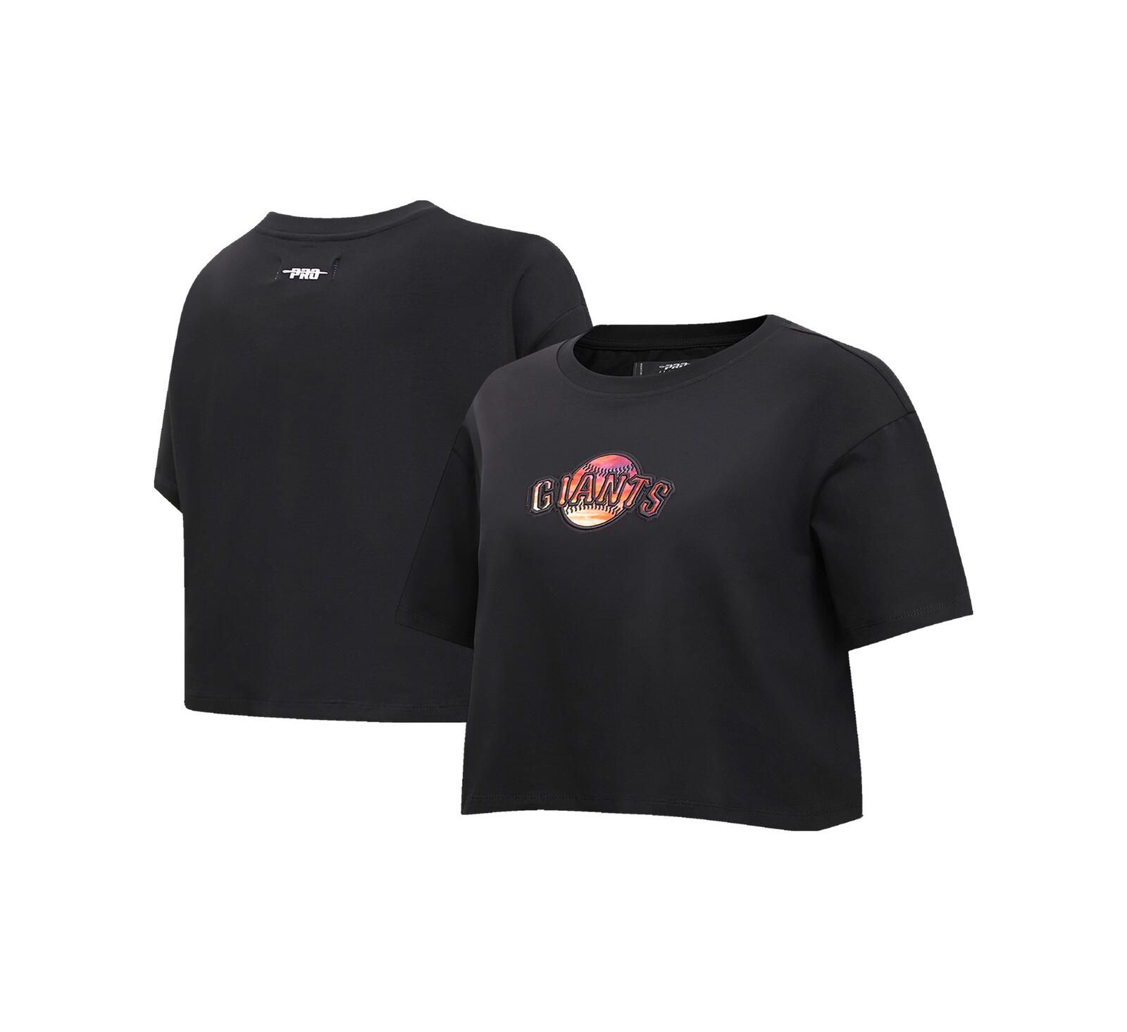 Women's Pro Standard Black San Francisco Giants Painted Sky Boxy Cropped T-shirt