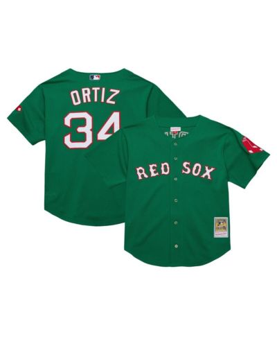 Мужская джерси Mitchell & Ness David Ortiz Kelly Green Boston Red Sox Cooperstown Collection Mesh Batting Practice