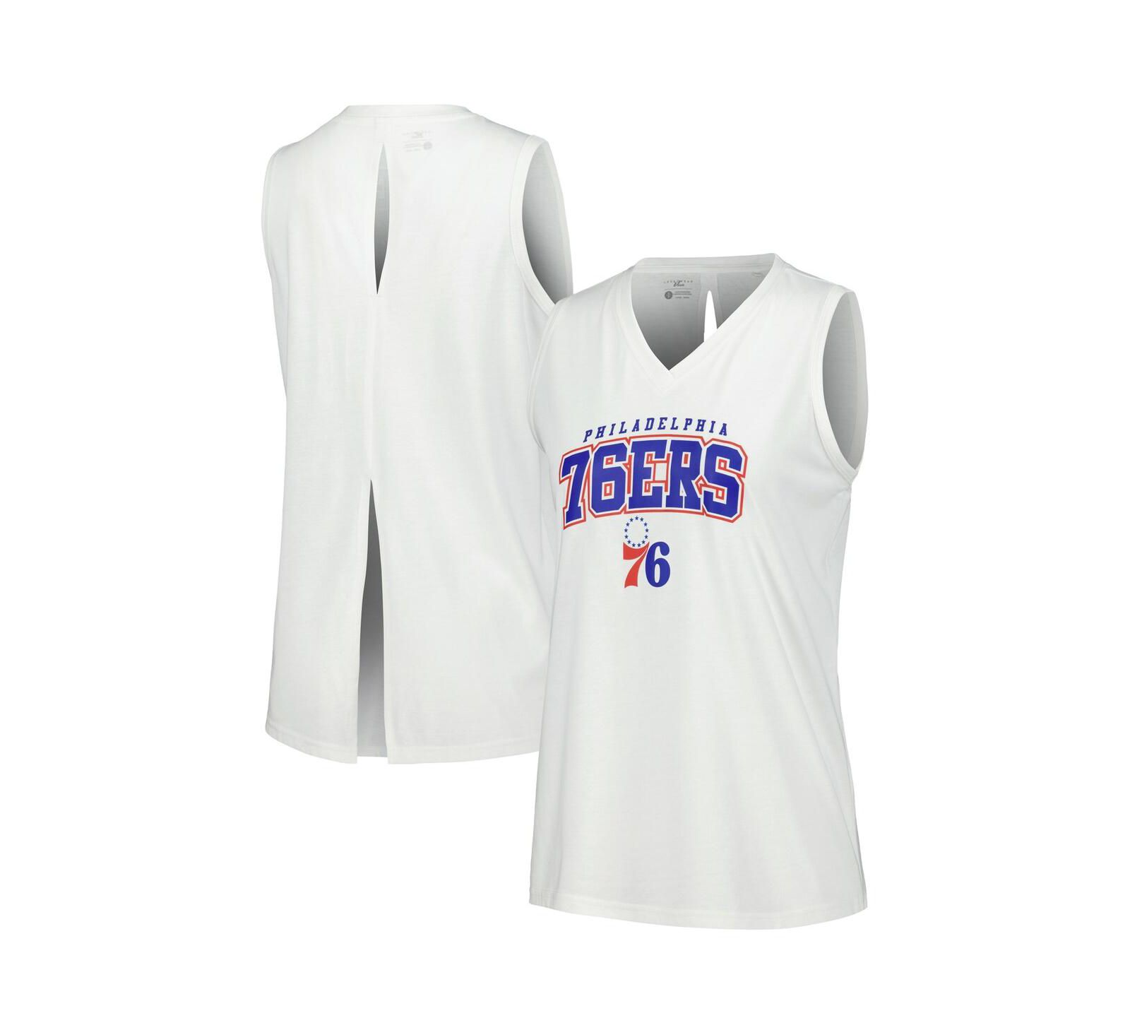 Женский топ LevelWear White Philadelphia 76ers Paisley Peekaboo Tank Top