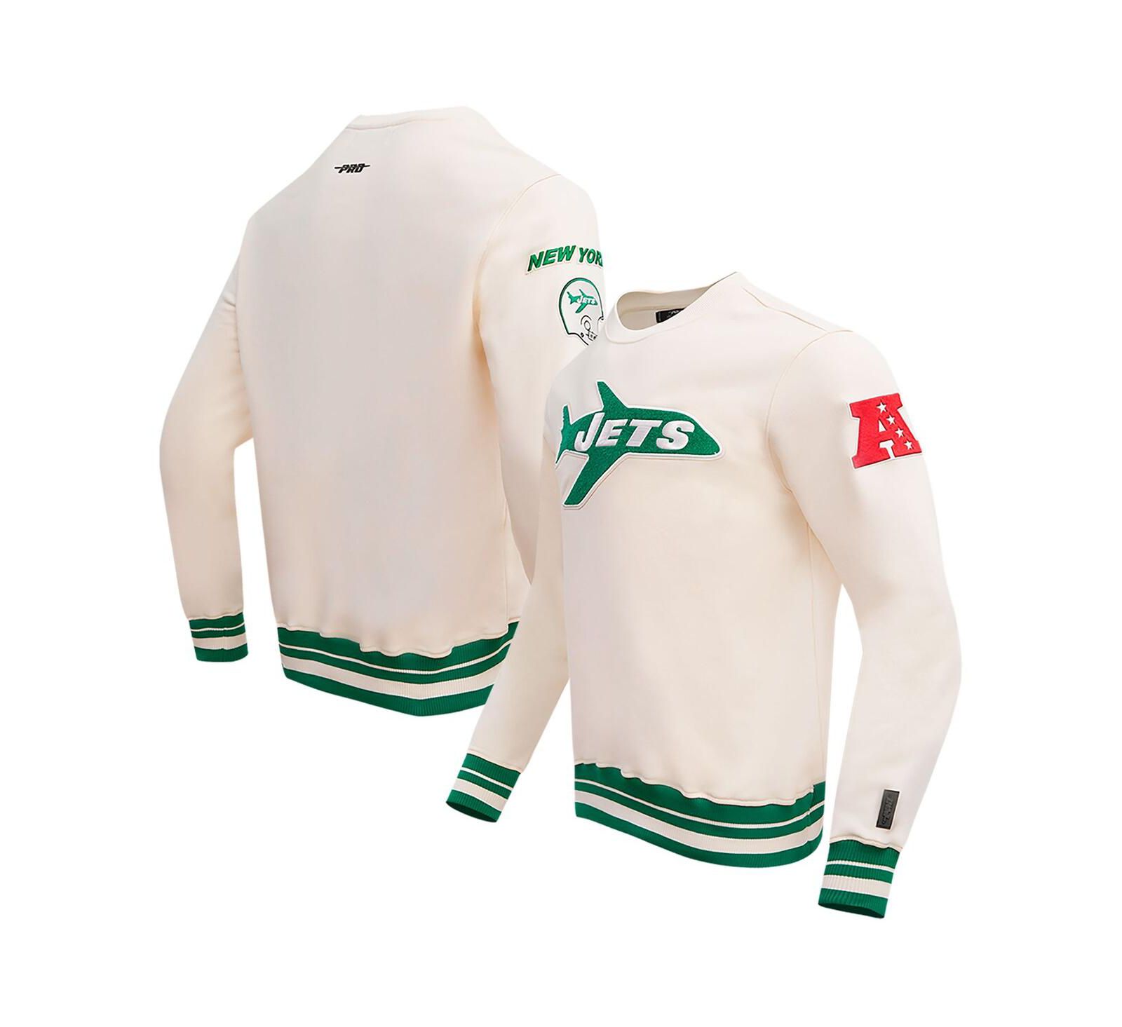 Мужской Pro Standard Cream New York Jets Retro Classics Fleece Pullover Sweatshirt