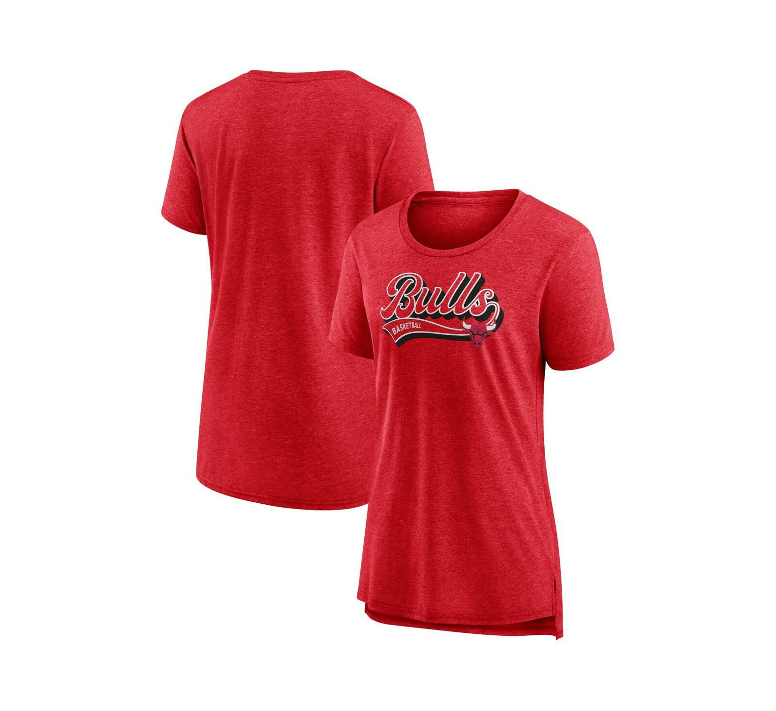 Женская футболка Fanatics Chicago Bulls League Leader Tri-Blend, серая с красным оттенком
