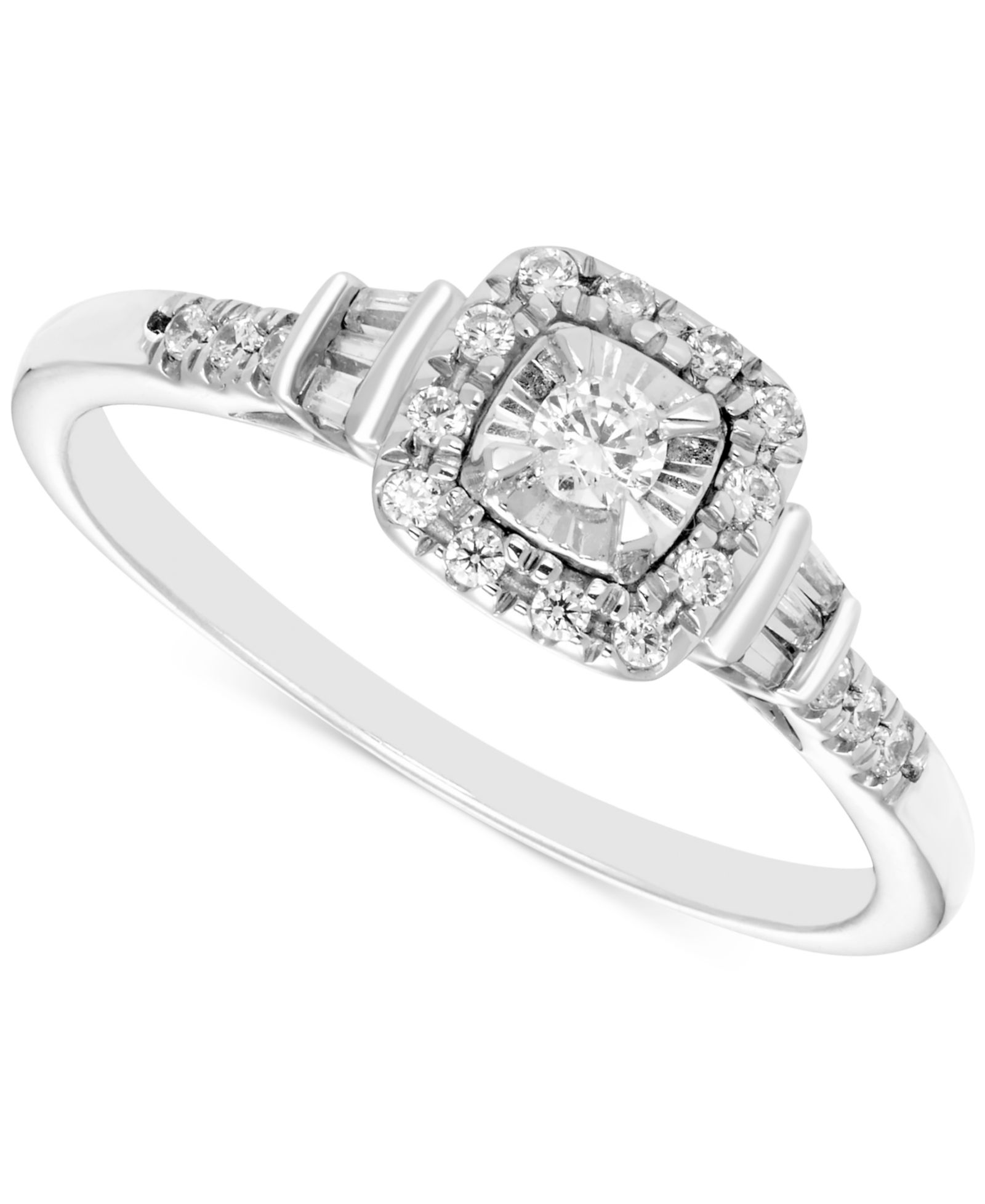 Помолвочное кольцо Diamond Halo 14k White Gold