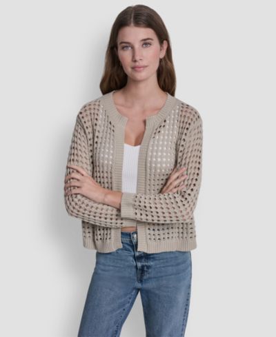DKNY Jeans Женский кардиган крупной вязки с открытыми швами