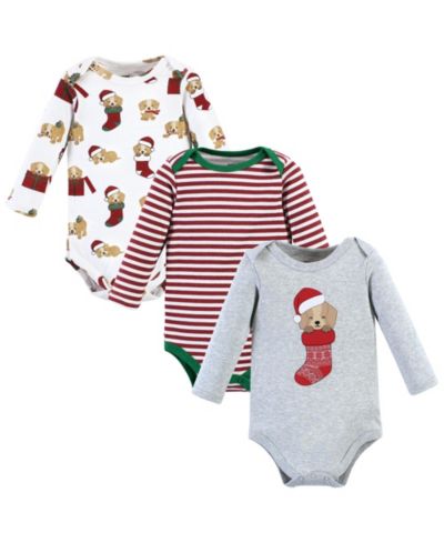 Hudson Baby Baby Boys Hudson Unisex Essential Long-Sleeve Cotton Bodysuit Triple Set