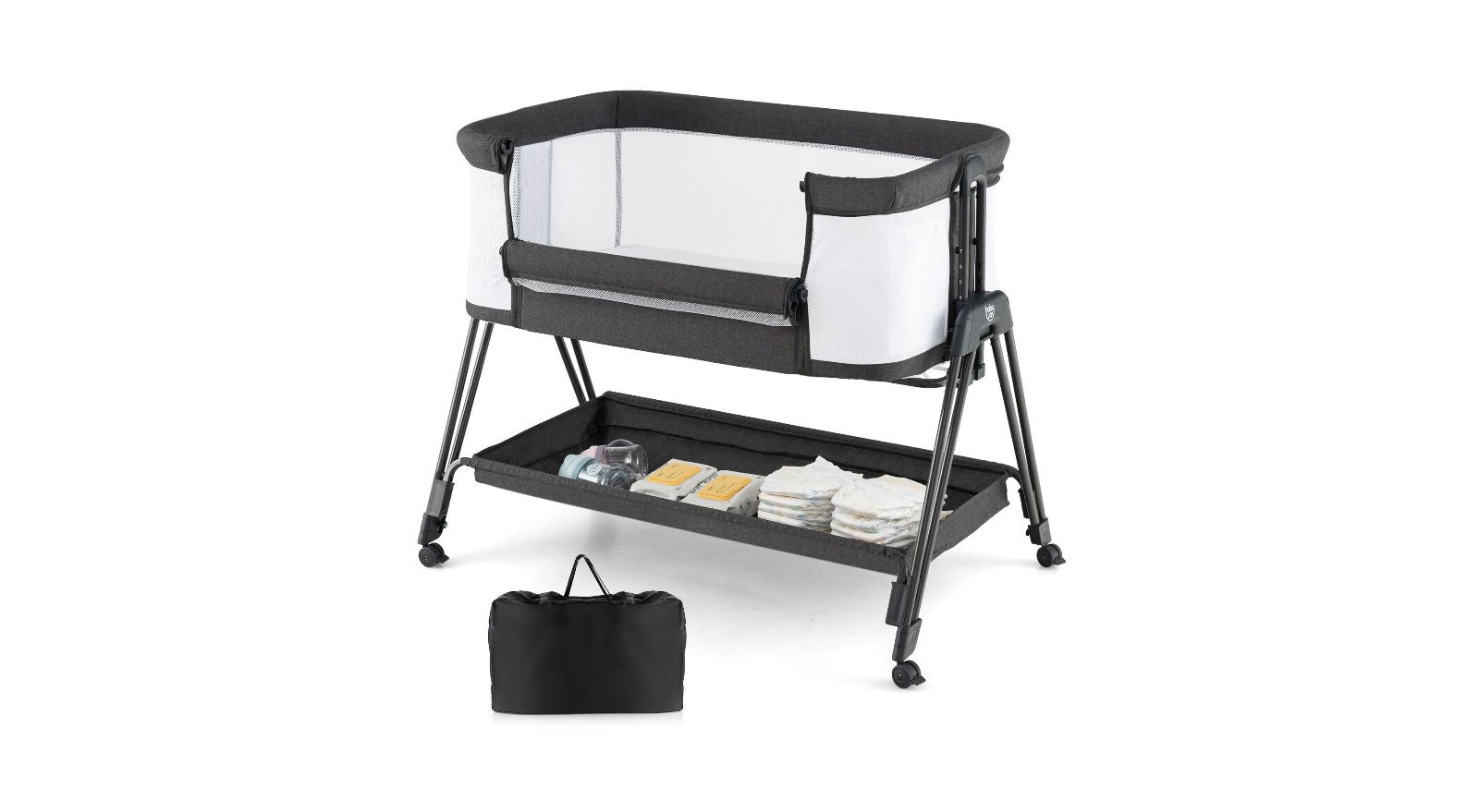 Slickblue Portable Baby Bassinet Bedside Sleeper with 7 Height Adjustments