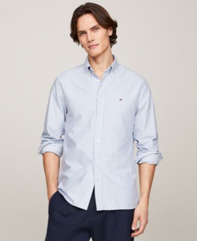 Tommy Hilfiger Мужская рубашка Oxford в полоску, Regular-Fit, с длинным рукавом