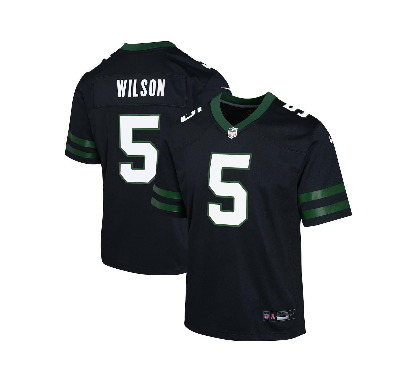 Игровая джерси Nike Garrett Wilson Legacy Black New York Jets для мальчиков и девочек