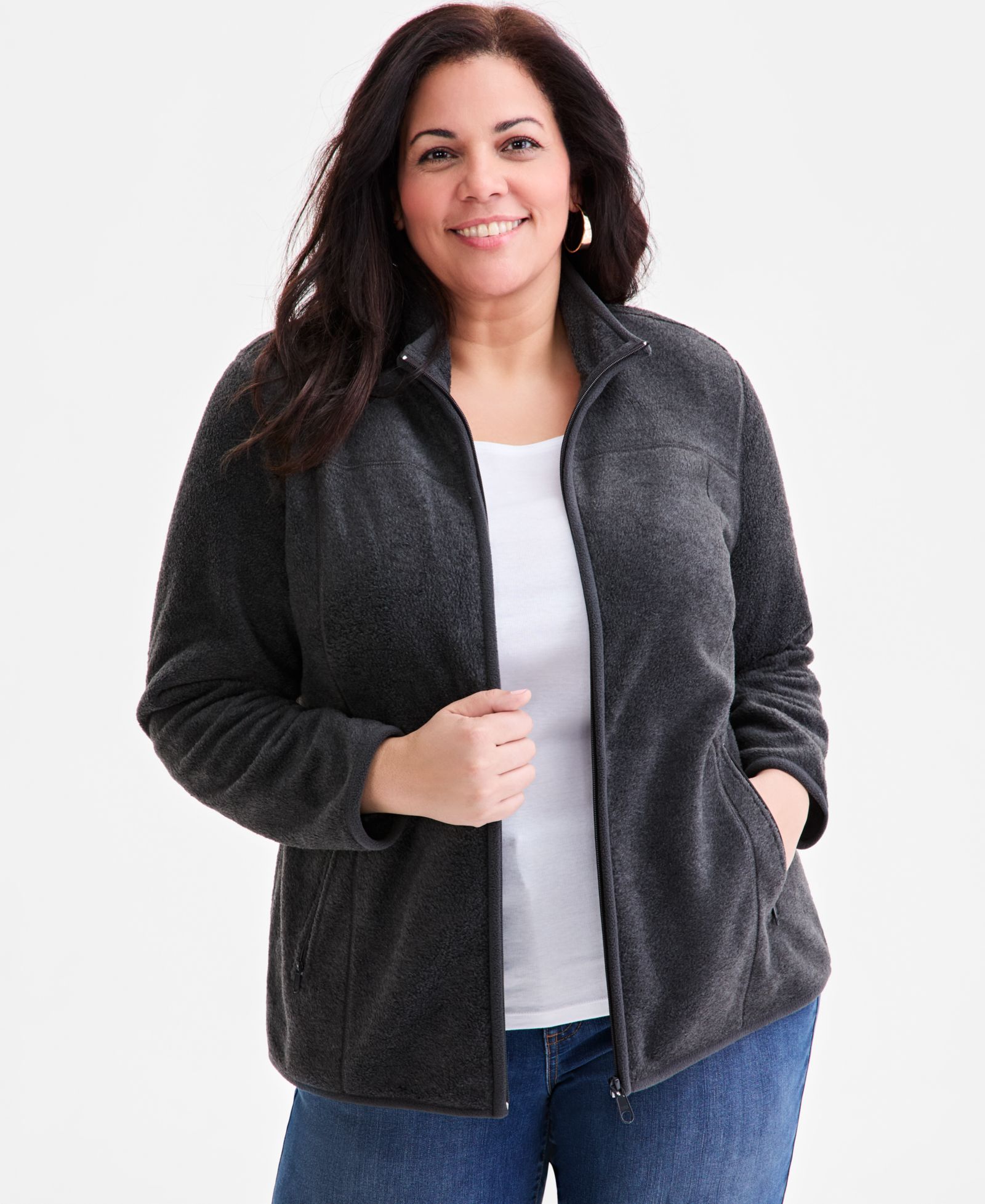 Style & Co Plus Size Polar Fleece Zip-Front Jacket, Macy's Exclusive