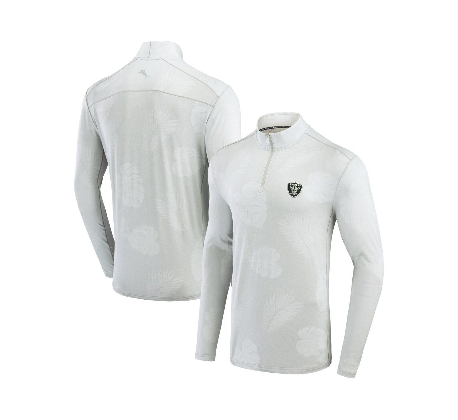 Мужской свитшот Tommy Bahama Gray Las Vegas Raiders Delray Frond IslandZone Quarter-Zip