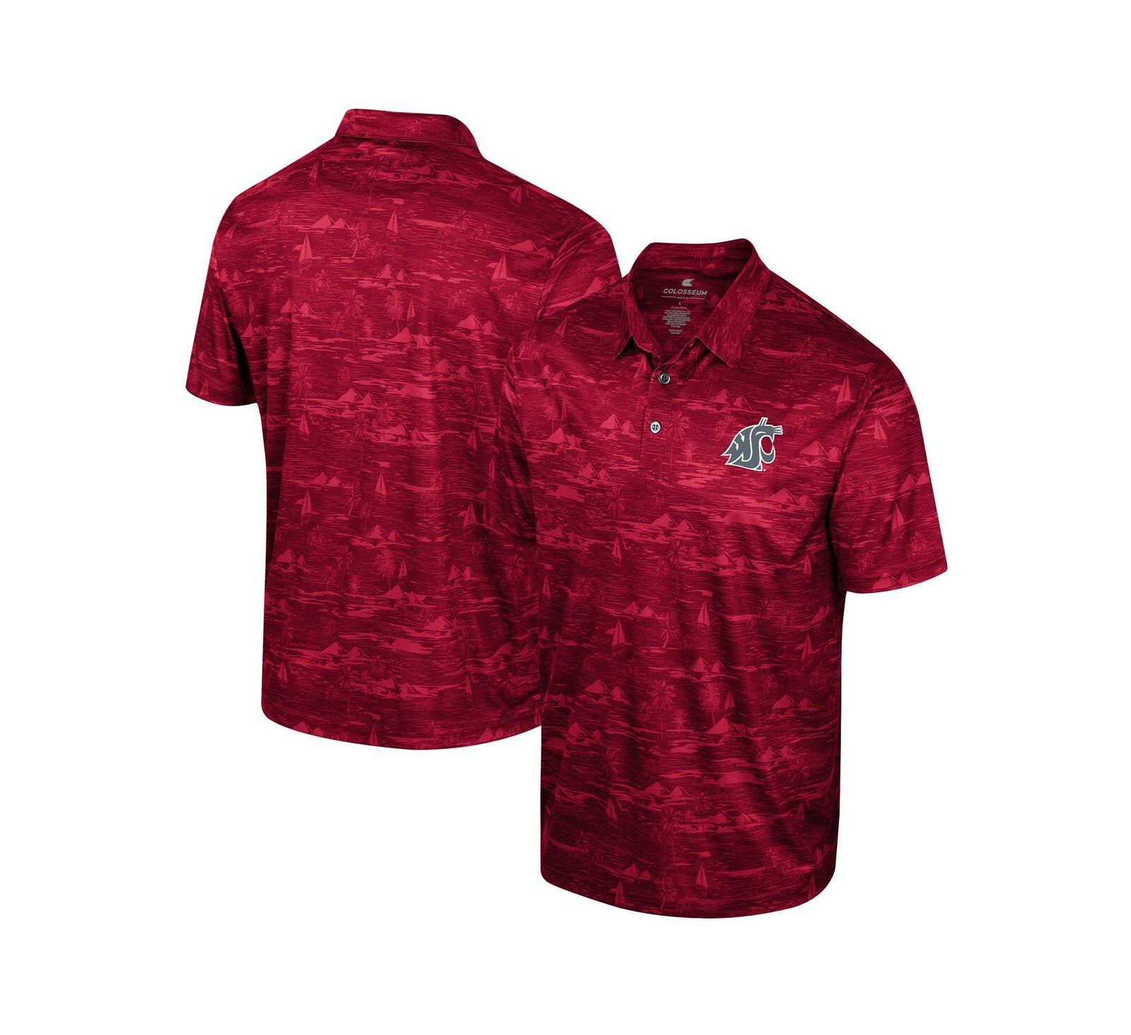 Мужская рубашка поло Colosseum Crimson Washington State Cougars с принтом Daly