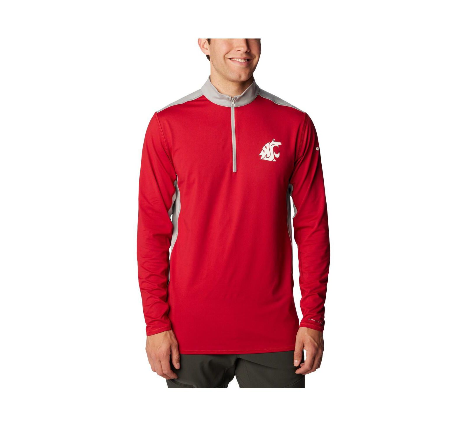 Мужская куртка Columbia Crimson Washington State Cougars Tech Trail™ Omni-Shade Quarter-Zip