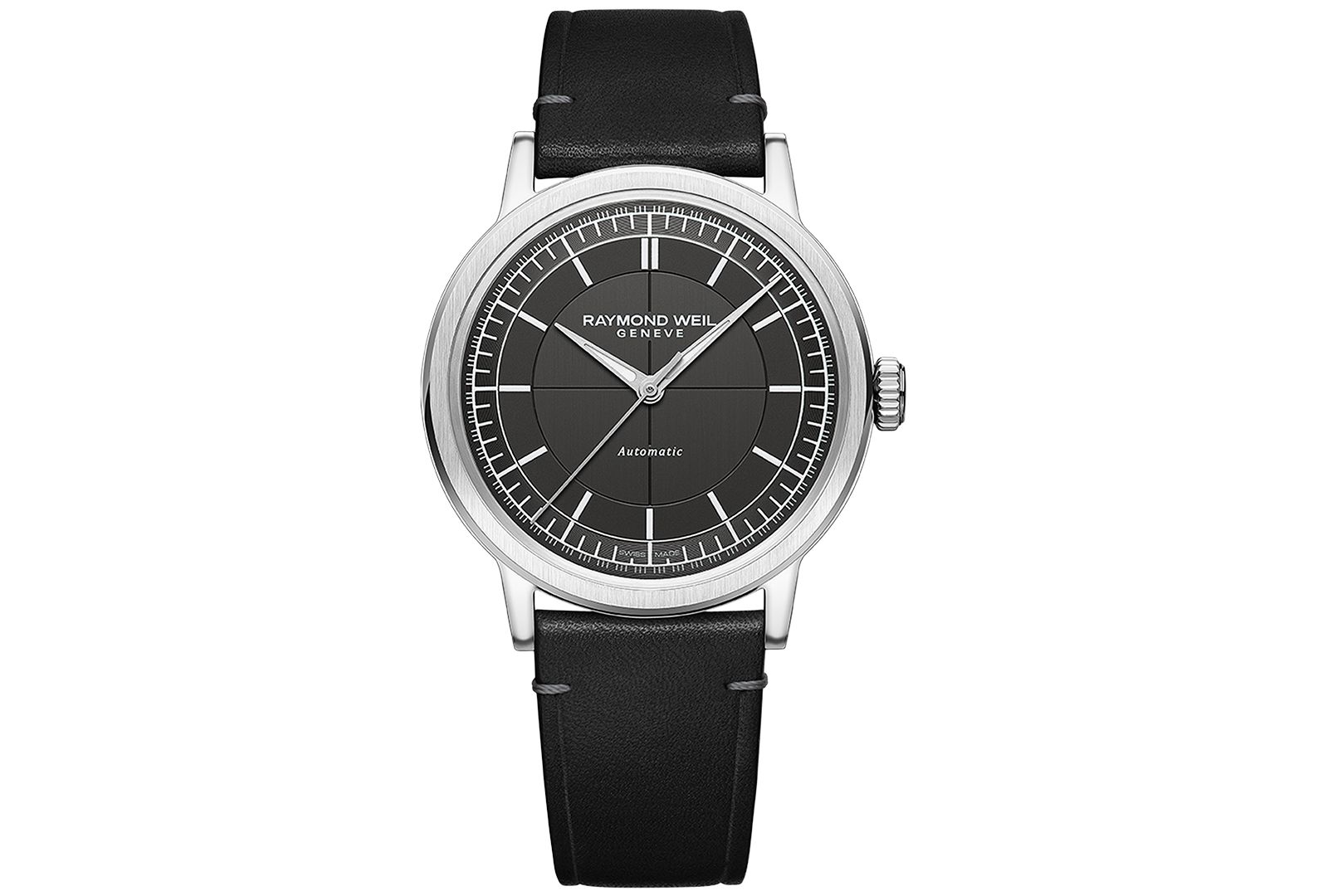 Raymond Weil Men's Swiss Automatic Millesime Black Leather Strap Watch 40mm