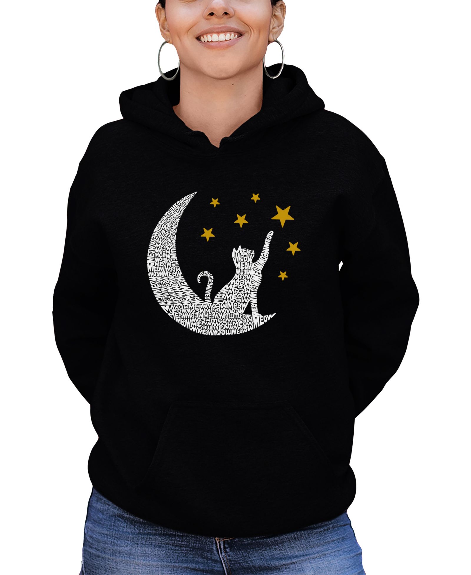 LA Pop Art Женская толстовка Word Art Cat Moon