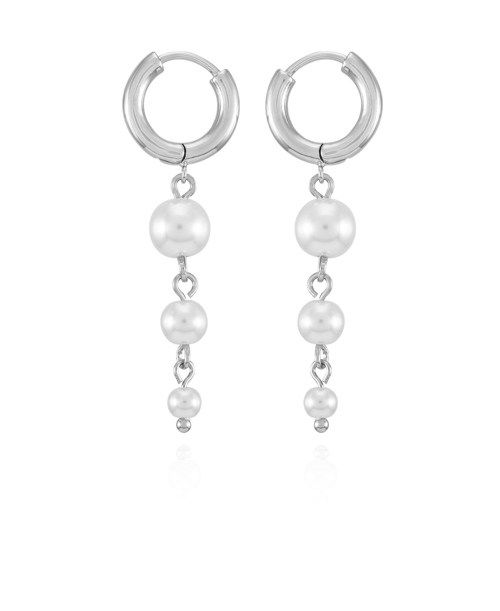 Серьги T Tahari Silver-Tone Imitation Pearl Linear Drop