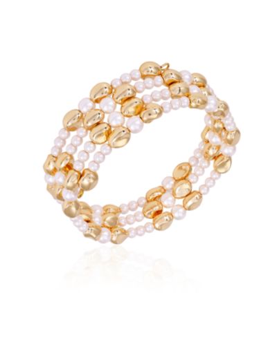 Браслет T Tahari Gold-Tone с имитацией жемчуга на резинке