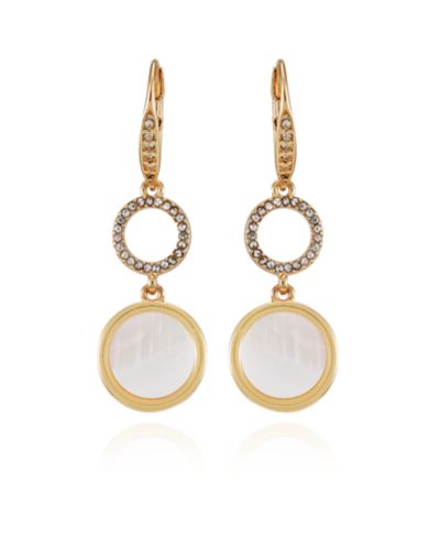 Серьги T Tahari Gold-Tone Circle Coin Leverback Drop