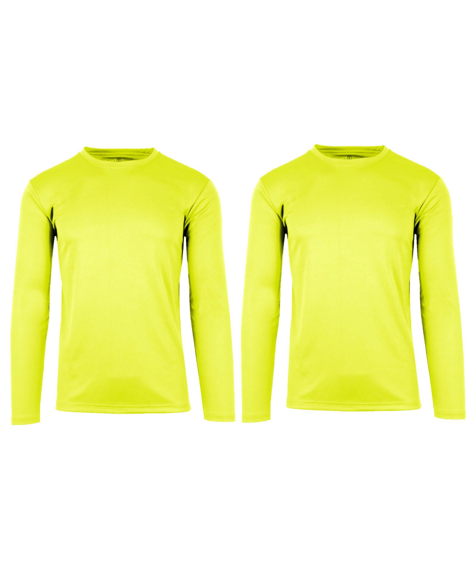 Galaxy By Harvic Men's Long Sleeve Moisture-Wicking Performance Crew Neck Tee -2 Pack