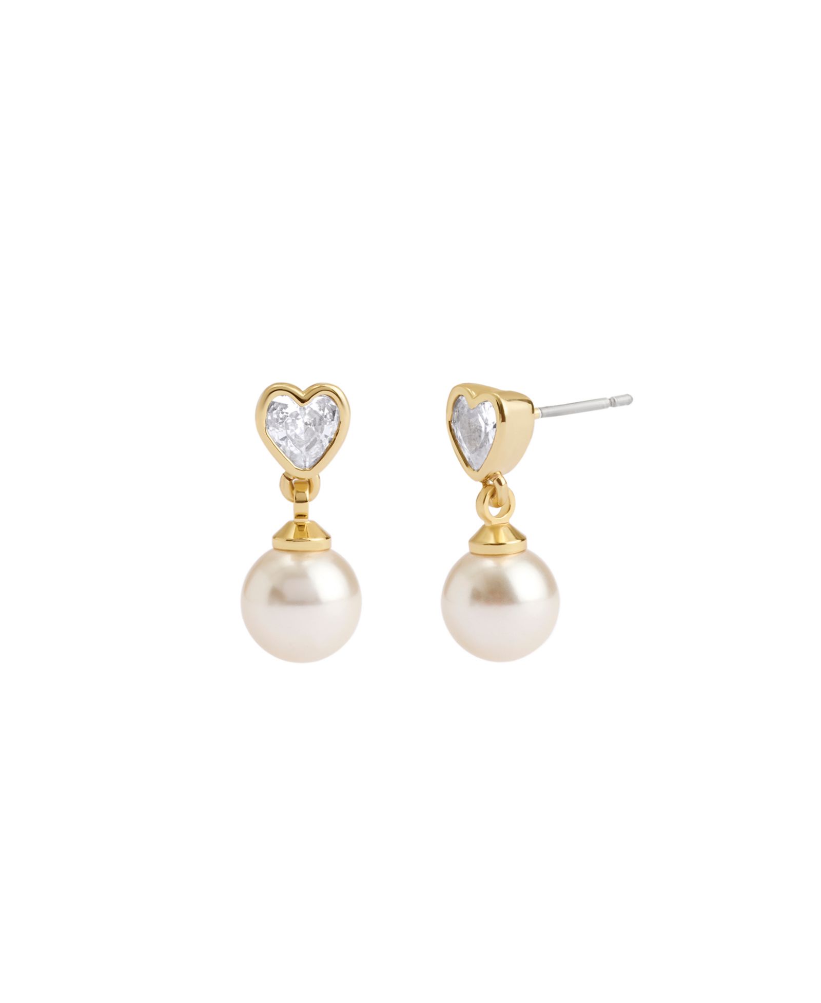 COACH серьги Faux Stone Heart Imitation Pearl Drop