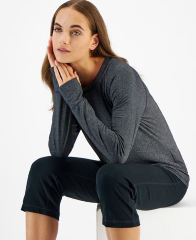 ID Ideology Women's Metallic Raglan-Sleeve Top, Created for Macy's