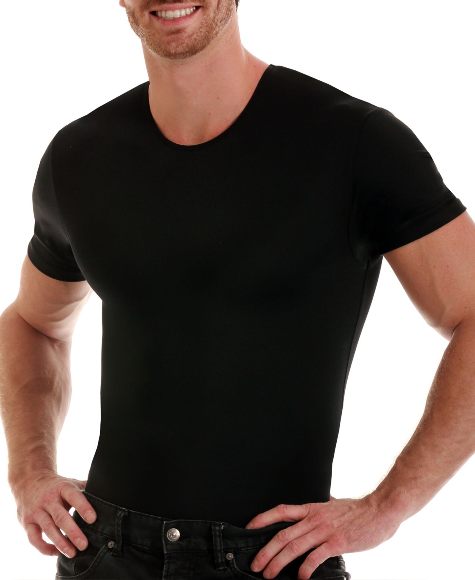 Instaslim Men's Power Mesh Compression Short Sleeve Crewneck T-shirt