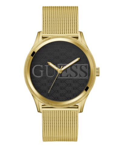 GUESS Men's Analog Gold-Tone Stainless Steel Mesh Watch, 44mm