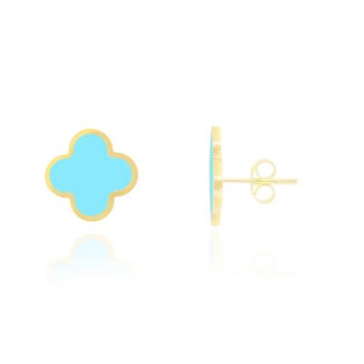 The Lovery Large Turquoise Clover Stud Earrings 14K Gold