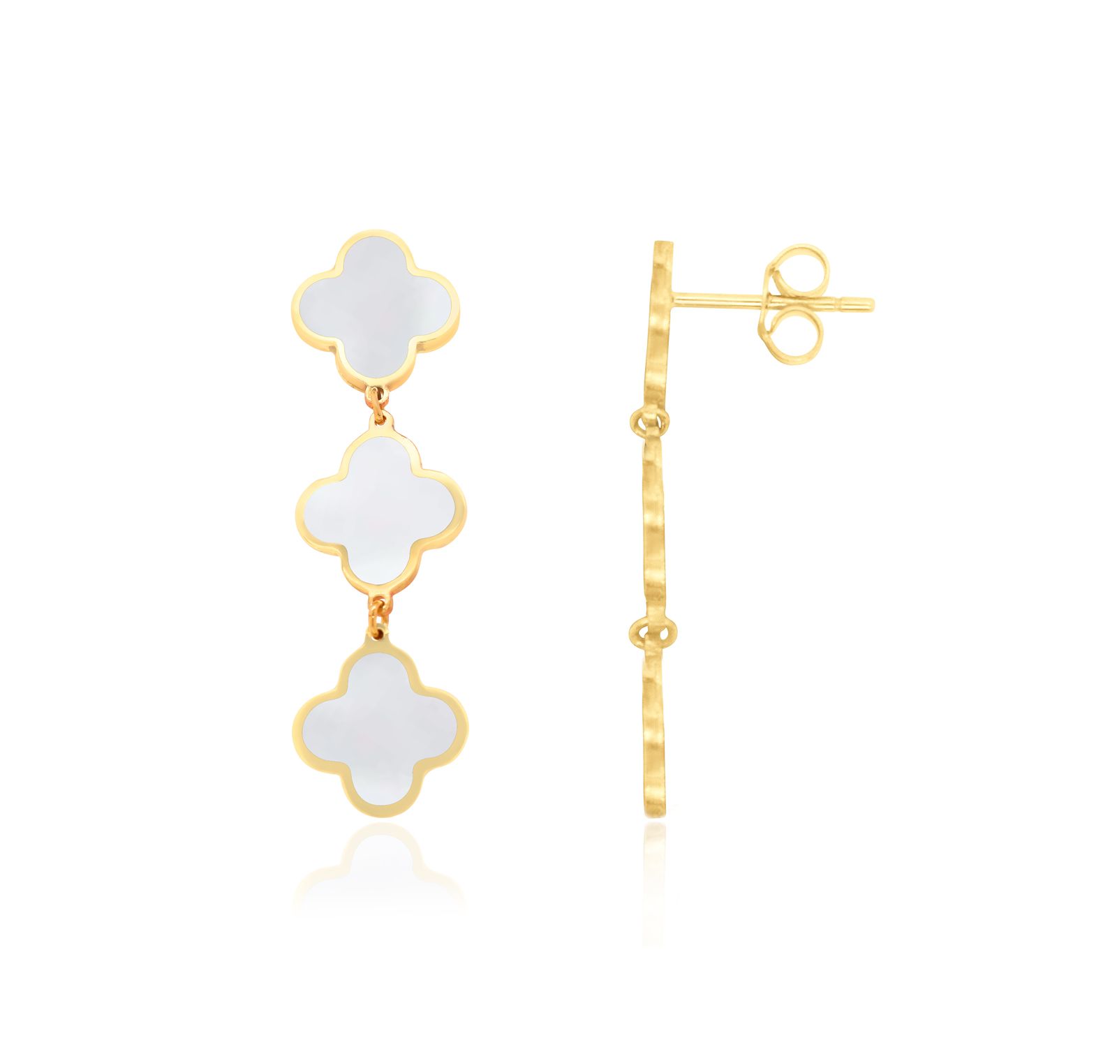 Серьги The Lovery Mother of Pearl Clover Dangle Earrings 1.