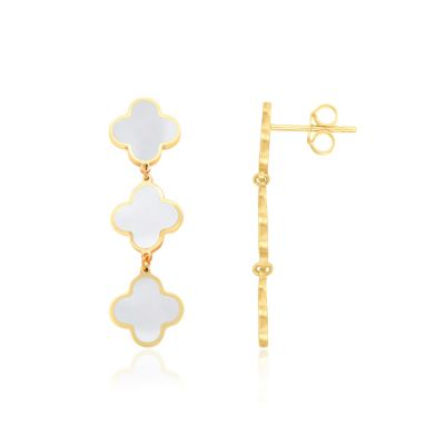 The Lovery Mother of Pearl Clover Dangle Earrings 1.