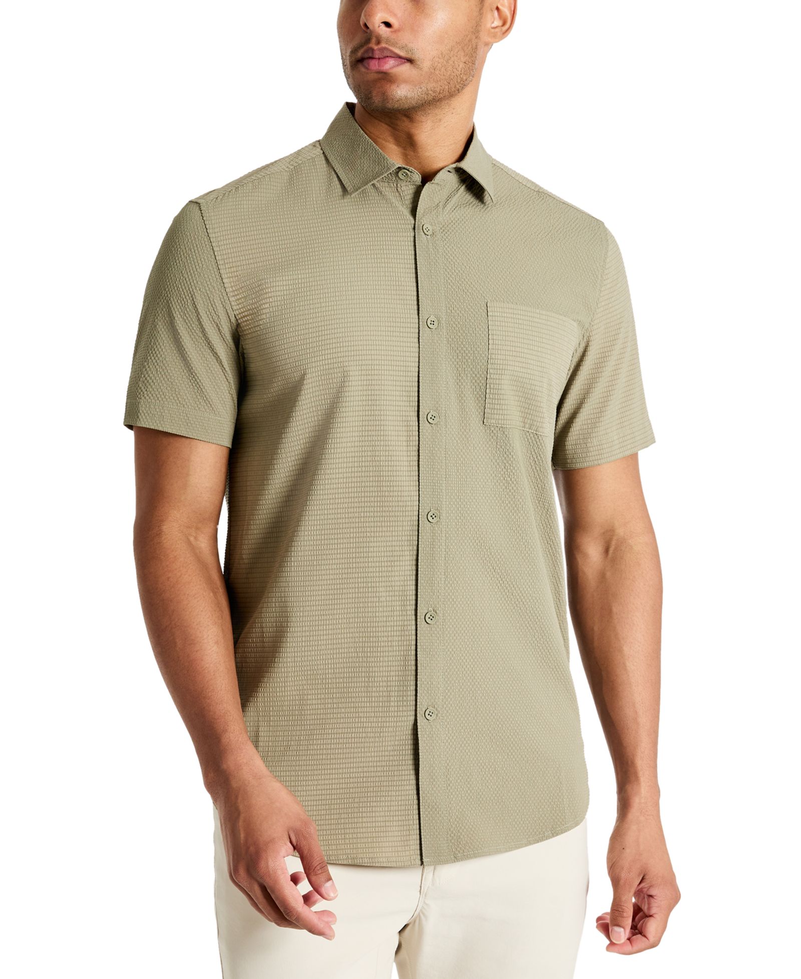 Рубашка Kenneth Cole Men's Slim Fit Short-Sleeve Mixed Media Sport