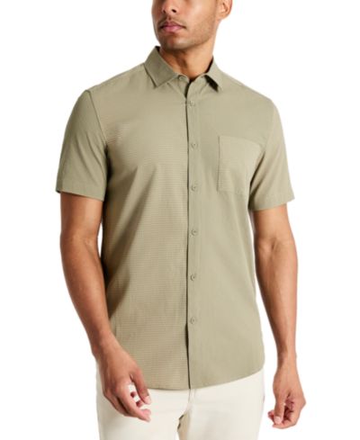 Рубашка Kenneth Cole Men's Slim Fit Short-Sleeve Mixed Media Sport