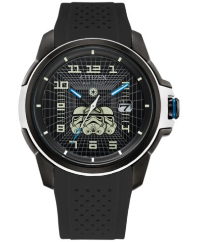 Citizen Eco-Drive Мужские часы Star Wars Imperial Stormtrooper Black Perforated Polyurethane Strap 44mm