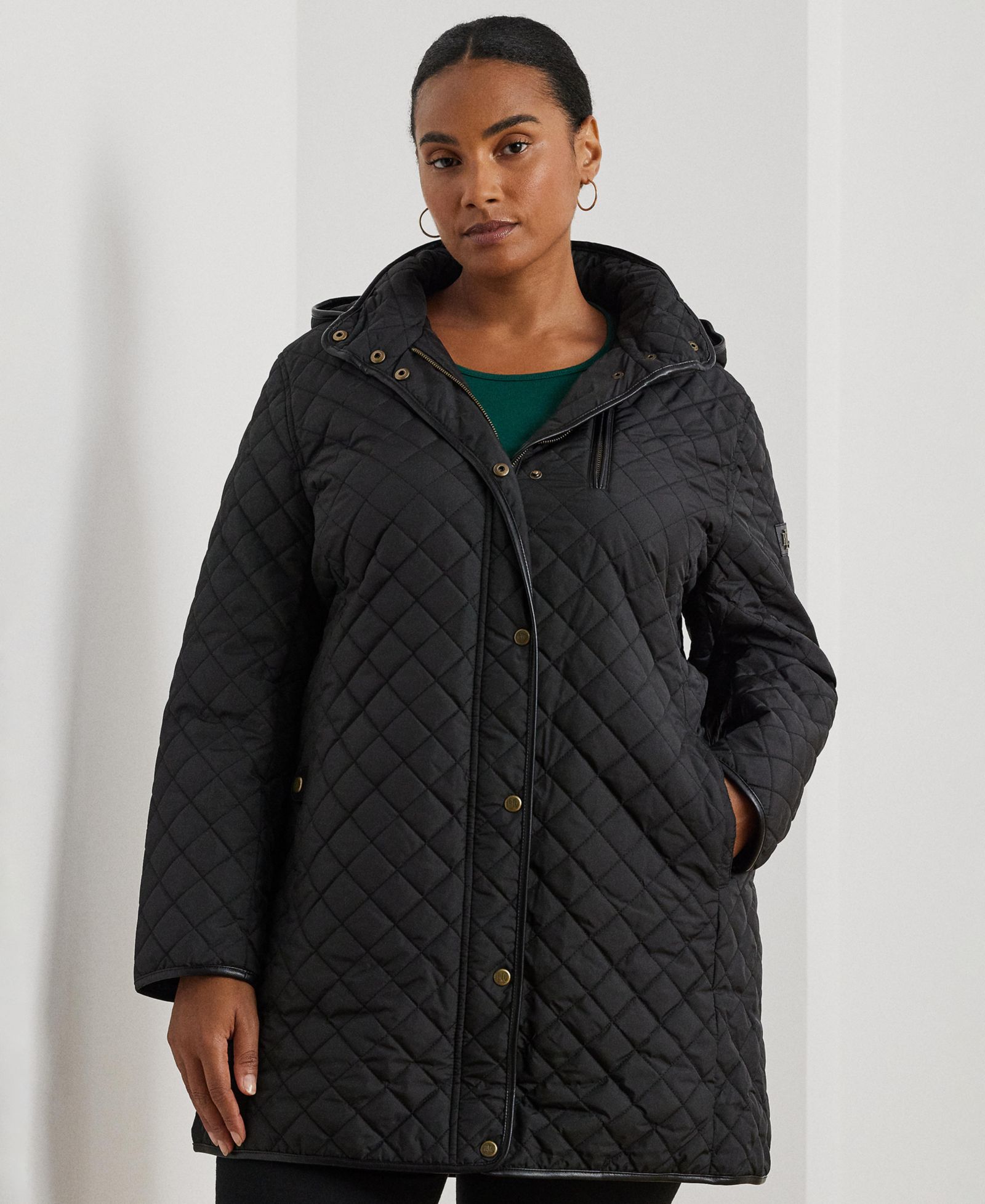 Женское пальто Lauren Ralph Lauren Plus Size с капюшоном и отделкой из искусственной замши
